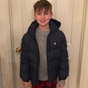 Boys Navy Polo Down Puffer Jacket